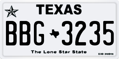 TX license plate BBG3235