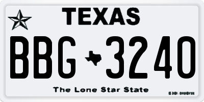 TX license plate BBG3240