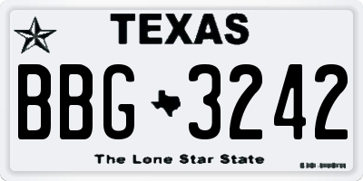 TX license plate BBG3242