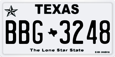 TX license plate BBG3248