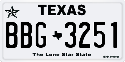 TX license plate BBG3251