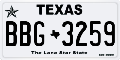 TX license plate BBG3259