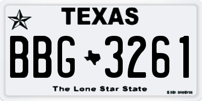 TX license plate BBG3261