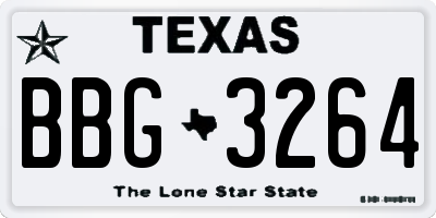 TX license plate BBG3264