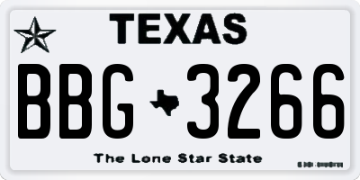 TX license plate BBG3266