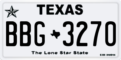 TX license plate BBG3270