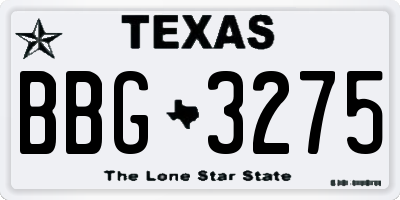 TX license plate BBG3275