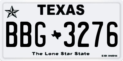 TX license plate BBG3276