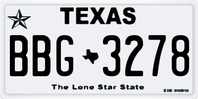 TX license plate BBG3278