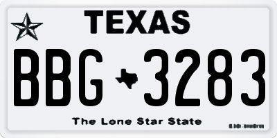 TX license plate BBG3283