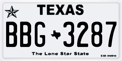 TX license plate BBG3287