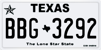 TX license plate BBG3292