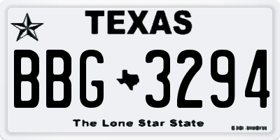 TX license plate BBG3294