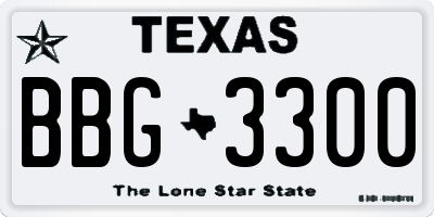 TX license plate BBG3300