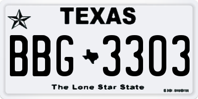 TX license plate BBG3303