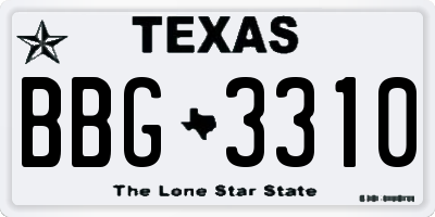 TX license plate BBG3310