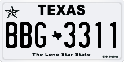 TX license plate BBG3311
