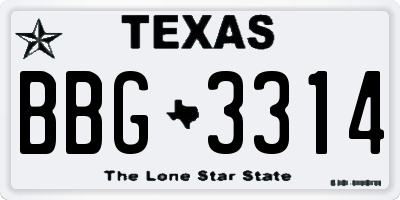 TX license plate BBG3314