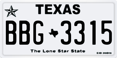TX license plate BBG3315