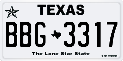 TX license plate BBG3317