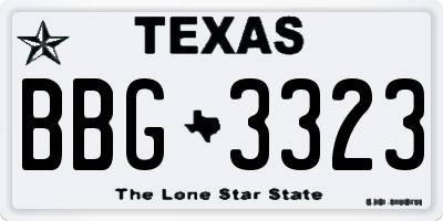 TX license plate BBG3323