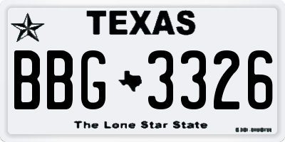 TX license plate BBG3326