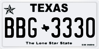 TX license plate BBG3330