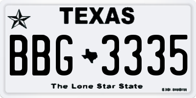 TX license plate BBG3335