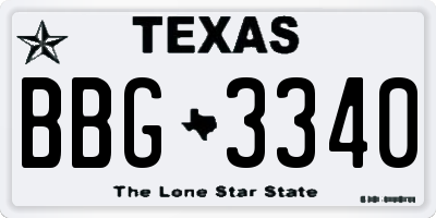 TX license plate BBG3340