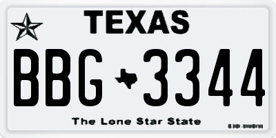 TX license plate BBG3344