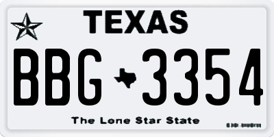 TX license plate BBG3354