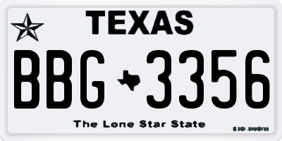 TX license plate BBG3356