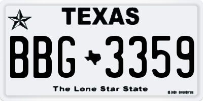 TX license plate BBG3359