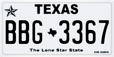 TX license plate BBG3367