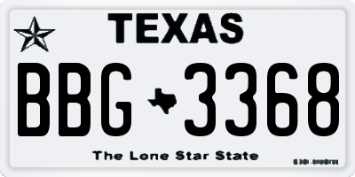 TX license plate BBG3368