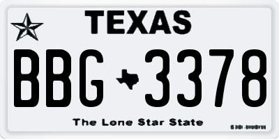 TX license plate BBG3378