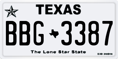 TX license plate BBG3387
