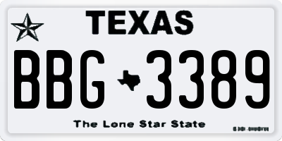 TX license plate BBG3389