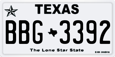 TX license plate BBG3392