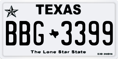 TX license plate BBG3399