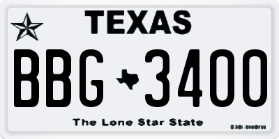 TX license plate BBG3400