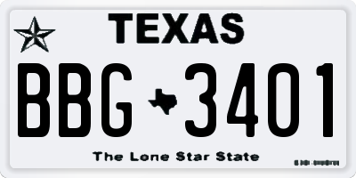 TX license plate BBG3401