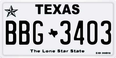 TX license plate BBG3403