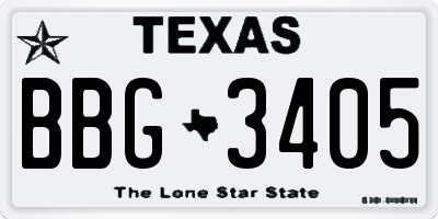TX license plate BBG3405