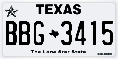 TX license plate BBG3415