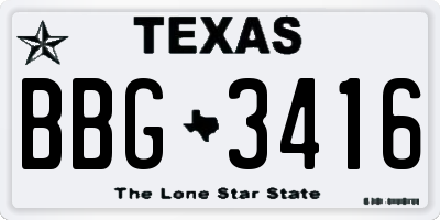 TX license plate BBG3416