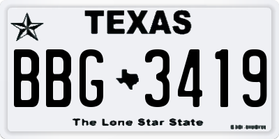 TX license plate BBG3419