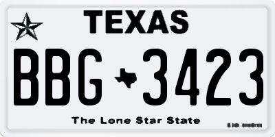 TX license plate BBG3423