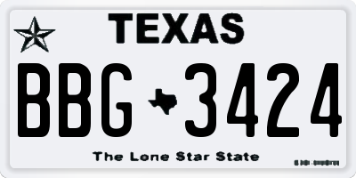 TX license plate BBG3424