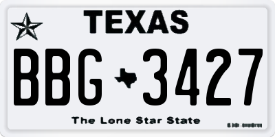 TX license plate BBG3427